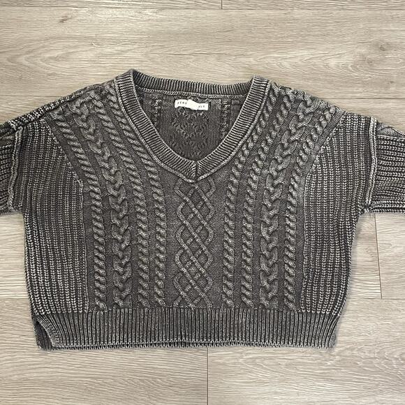 Aeropostale Cable Knit Sweater S Cropped Y2K Faded Gray Casual - Picture 1 of 8